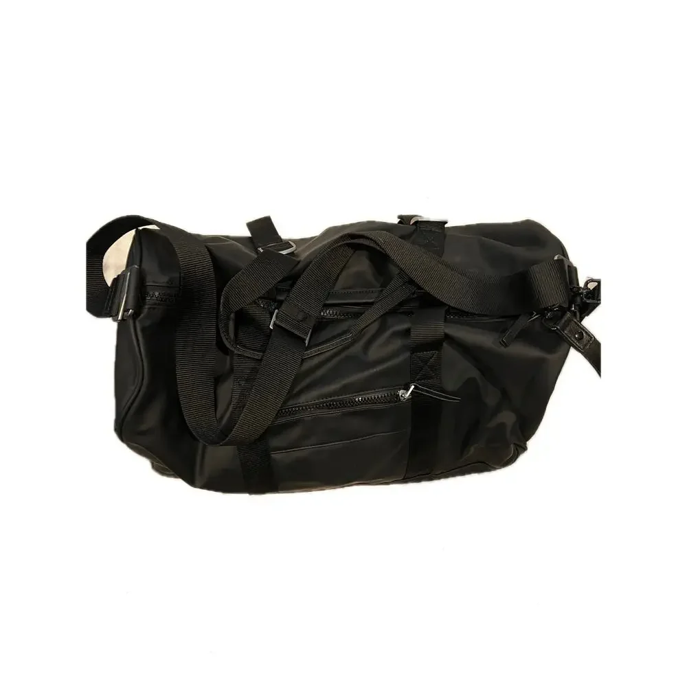 Polyester Faux Leather Black Duffel Bag 18
